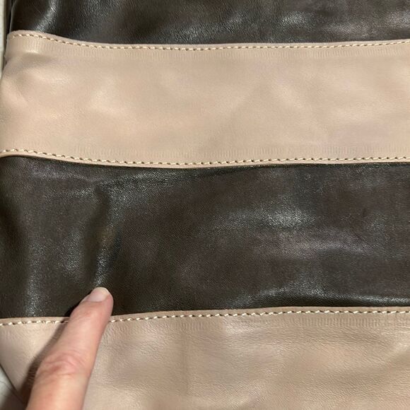 Lidu Striped Leather Tote Shoulder Bag Brown Tan Purse | Made in Ethiopia - Picture 10 of 11